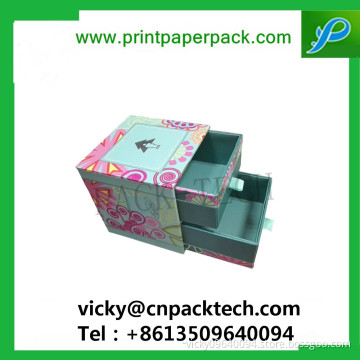 Custom Handmade Sliding Double Drawer Style Box for Cosmetic/Jewelry/Gem/Bijou Recyclable Paperboard Gift Belt Box
